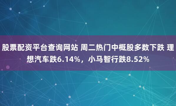 股票配资平台查询网站 周二热门中概股多数下跌 理想汽车跌6.14%，小马智行跌8.52%